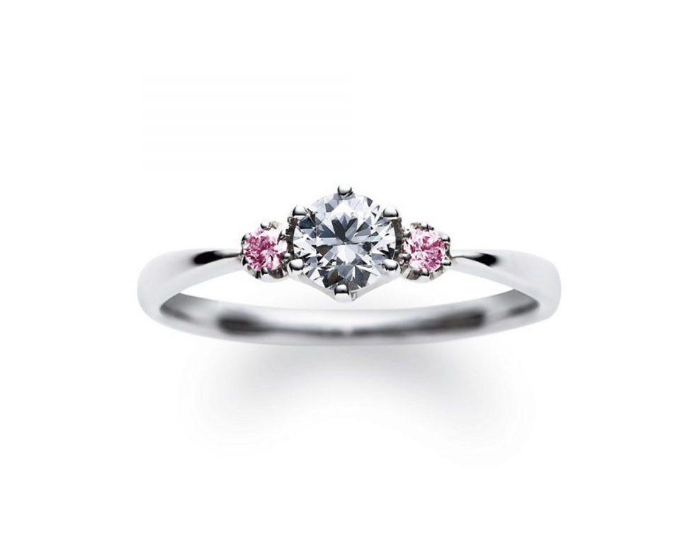 向日葵 婚約指輪ピンクサファイヤ